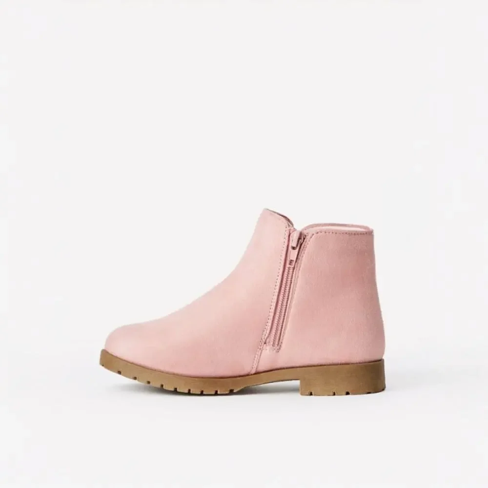 FabKids Chalk Pink Suede Side Zip Booties Girls Size 2